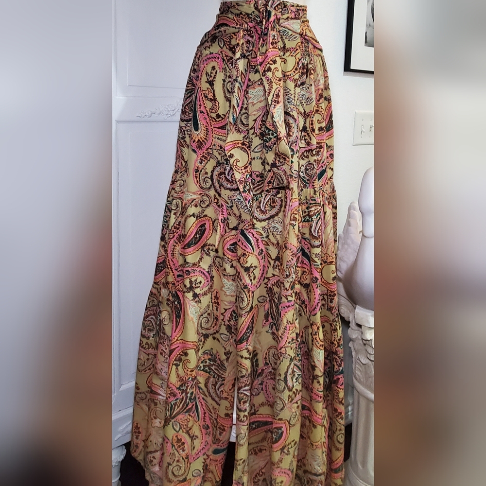 Free People One "ALOHA" Flowy PALLAZO High Waist Pants L Large - Picture 9 of 10